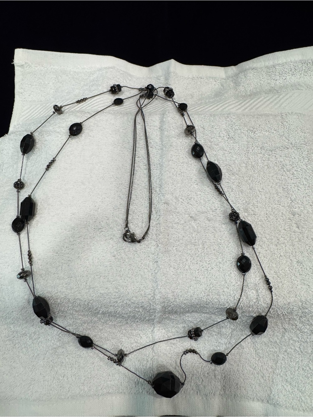 Black Beaded Multi-Strand Women's Necklace